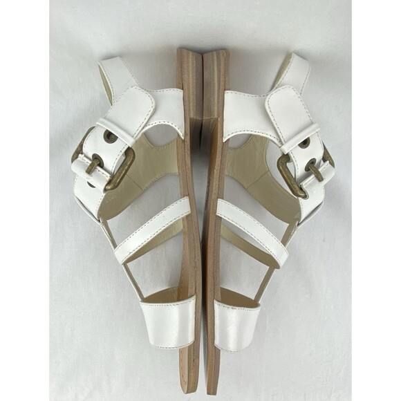 Brooks Brothers Sandals Sz 7.5 Leather White Buckle Strappy Gladiator Nautical - Picture 7 of 12
